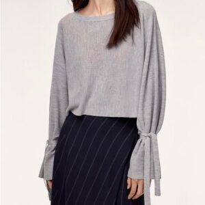 Wilfred 100% Merino Wool Emmy Cropped Long sleeve Knit Bell Sleeve